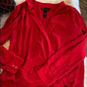 SOLD. Red blouse  with silver dots